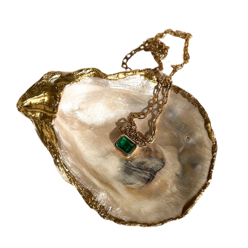 oyster shell jewelry dish inspired by mother of pearl shell. for holiday gift ideas